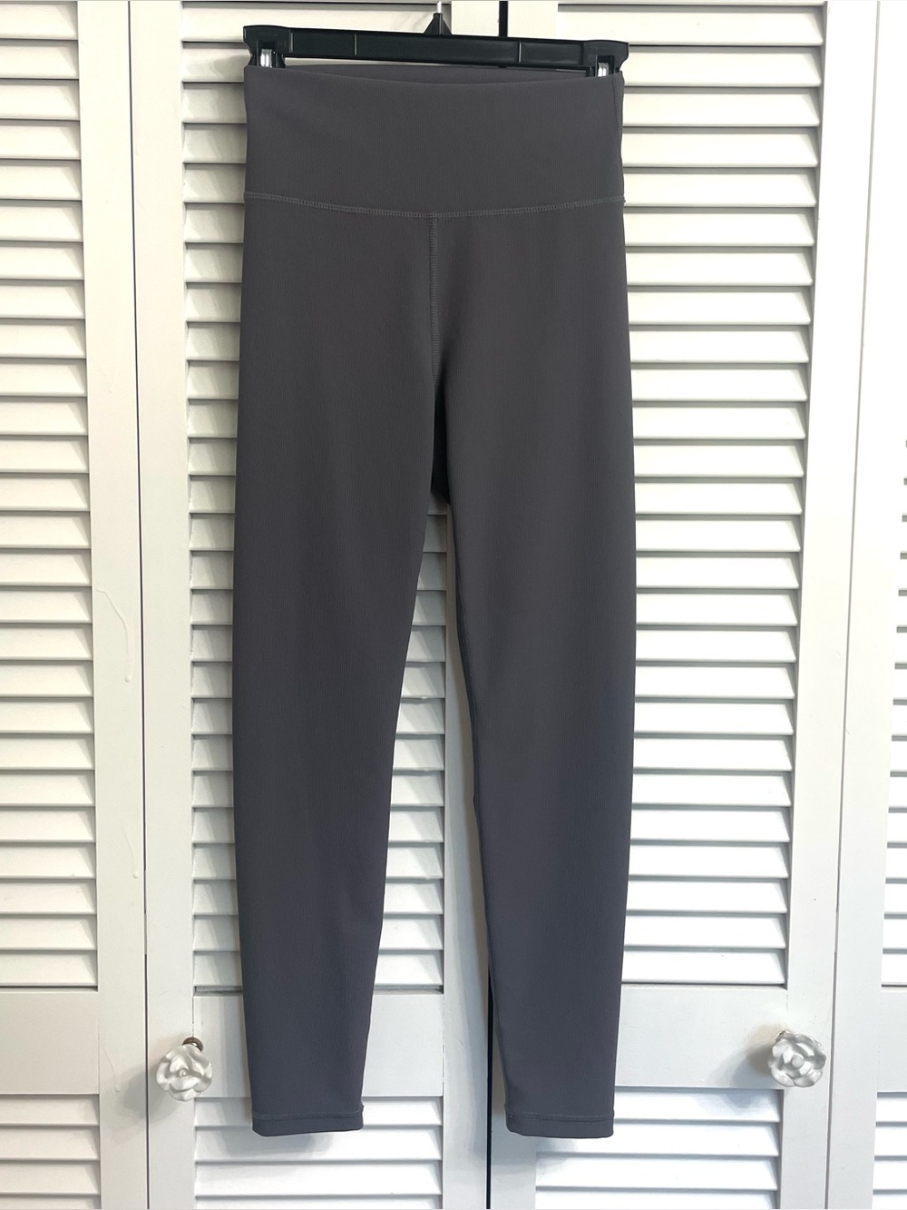 WILO Base Ribbed Charcoal Gray 7/8 Legging High Waist Running Yoga Sz S
